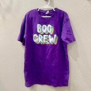 The Spunky Stork Purple Halloween Boo Crew Short Sleeve Shirt